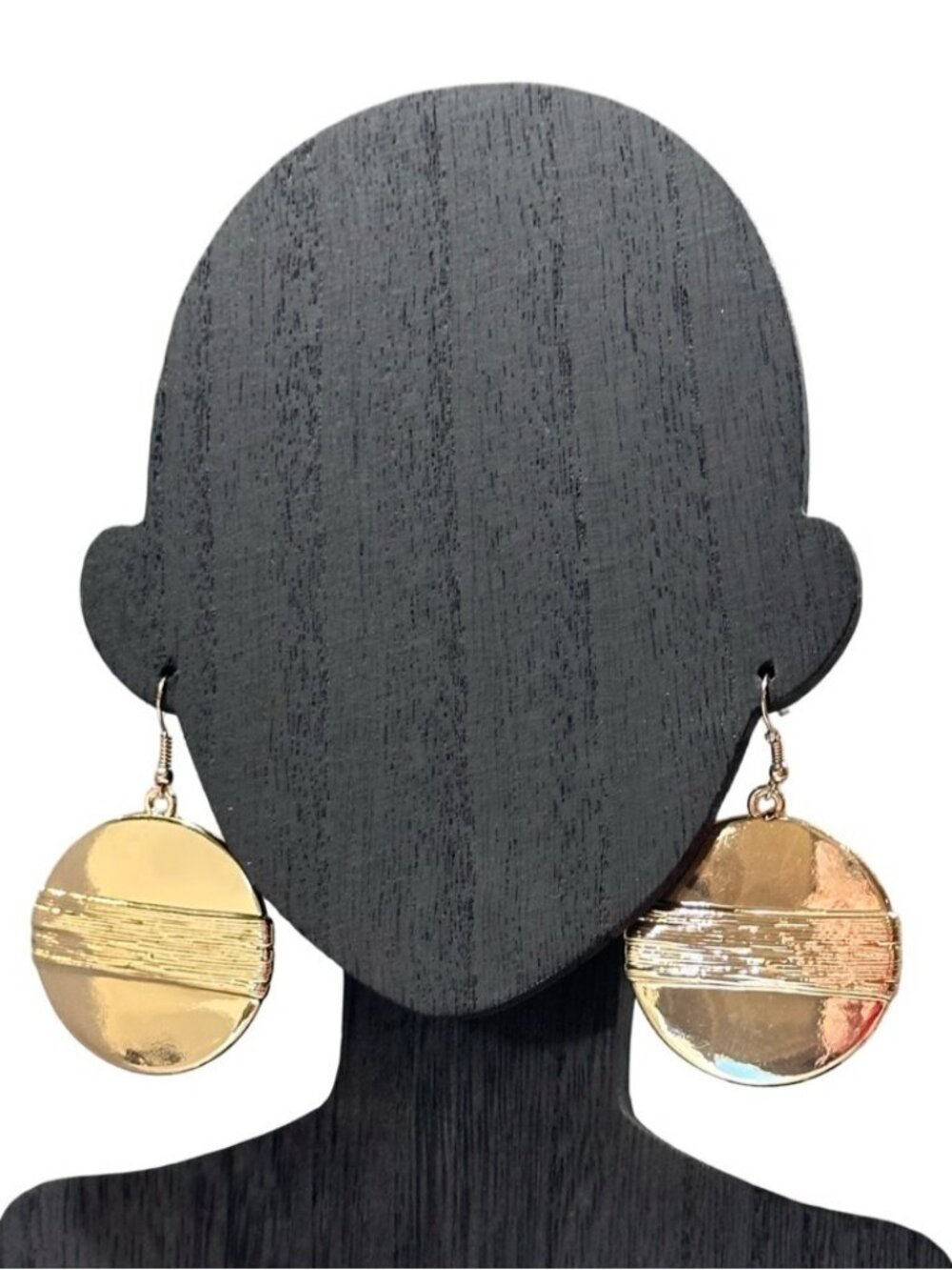 Round Textured Gold Tone Dangle Earrings Lightweight Statement Jewelry NWOT